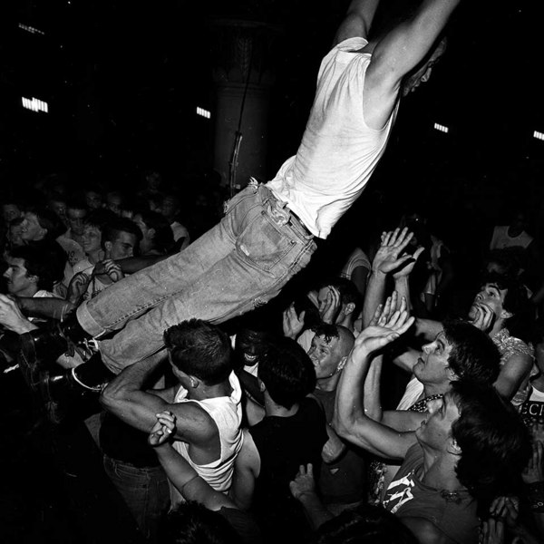 " Stage dive Dead Kennedy Show" silver gelatin print, 10"x10" Richmond VA 1984 : Duke center for documentary photography : Thurston Howes Photography